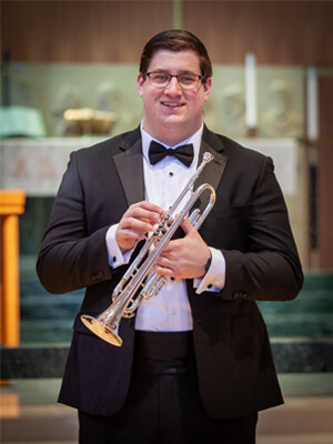 Student playing a trumpet